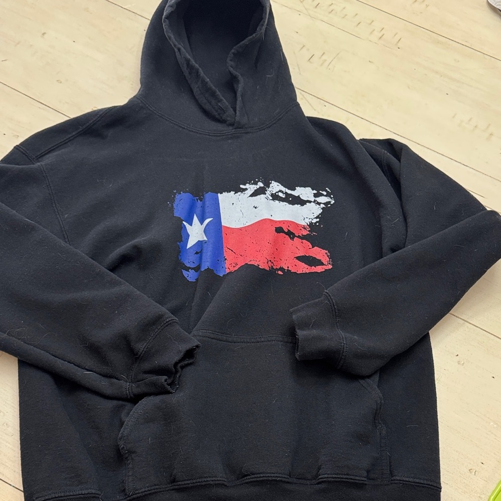 Black Hoodie with Texas Flag Design